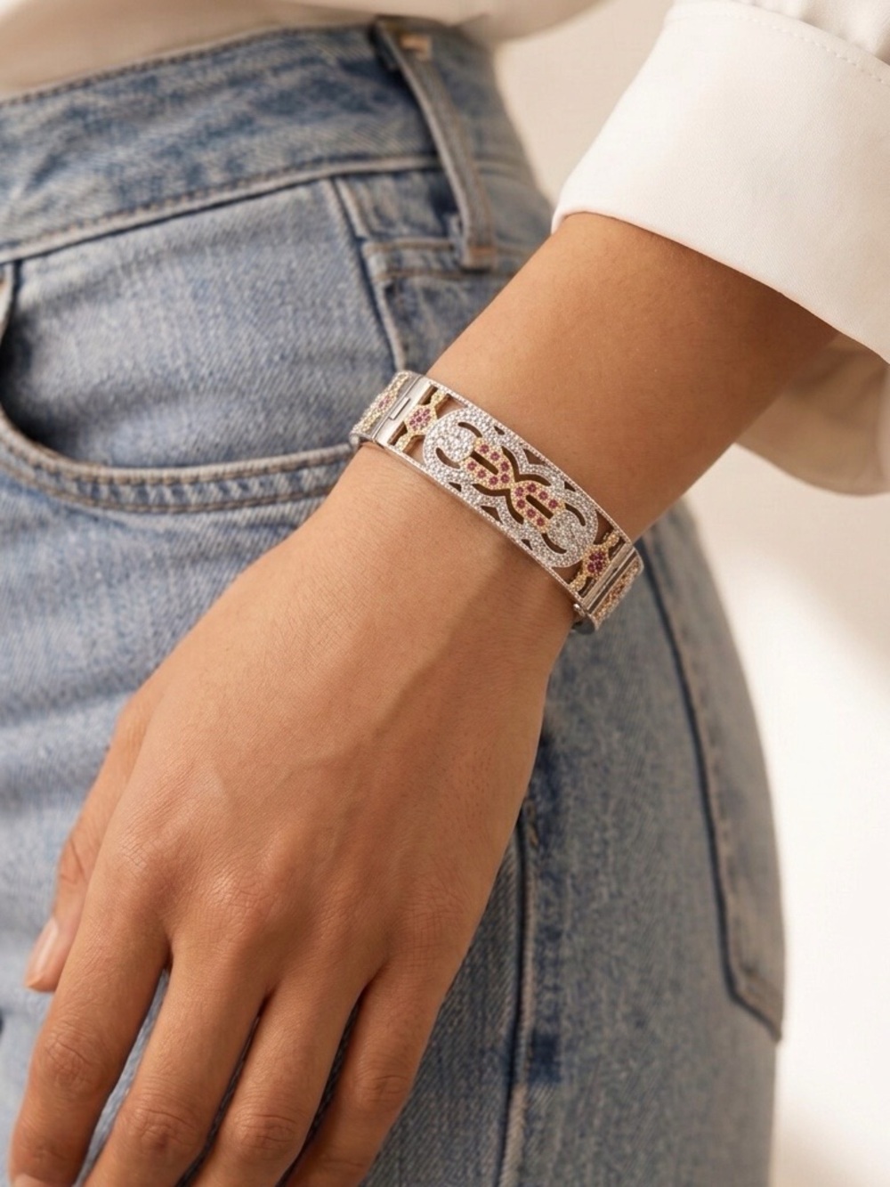 GENUINE RUBY NWOT 🥰🔥two-toneFiligree 1 Carat Ruby Bangle Bracelet (NEW)